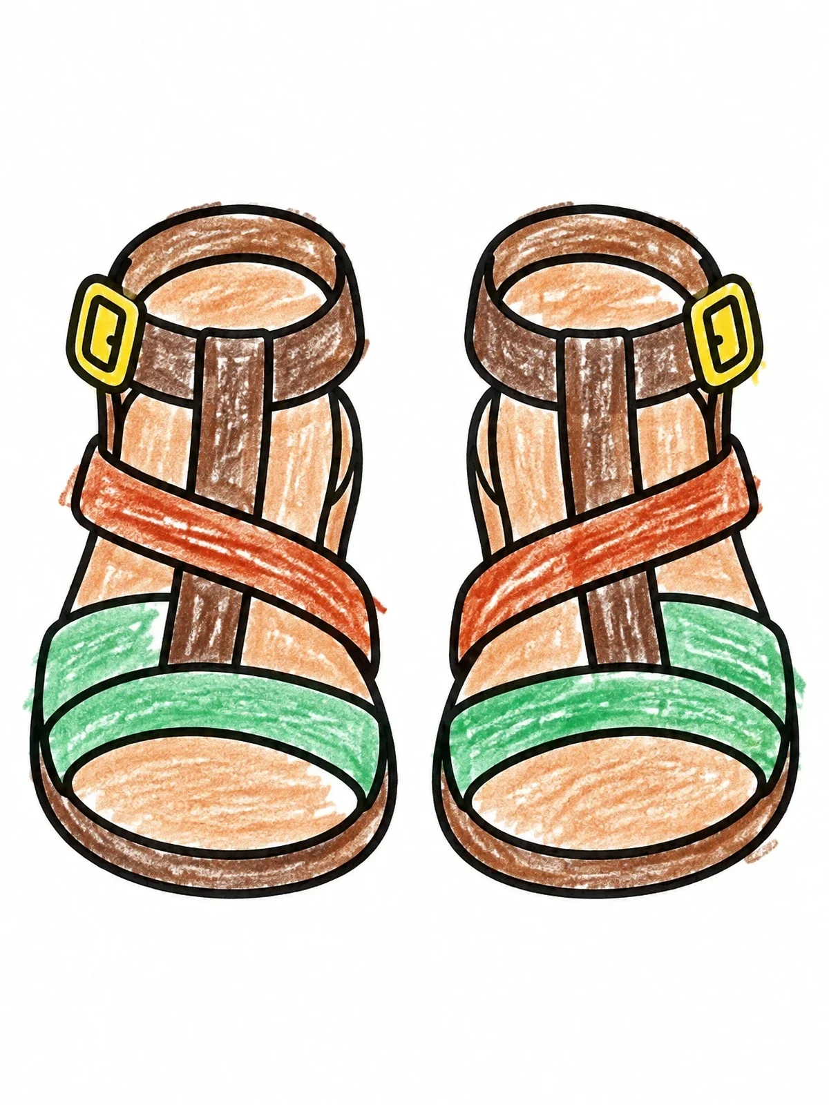 Colored example of the Ancient Strapped Leather Sandals coloring page