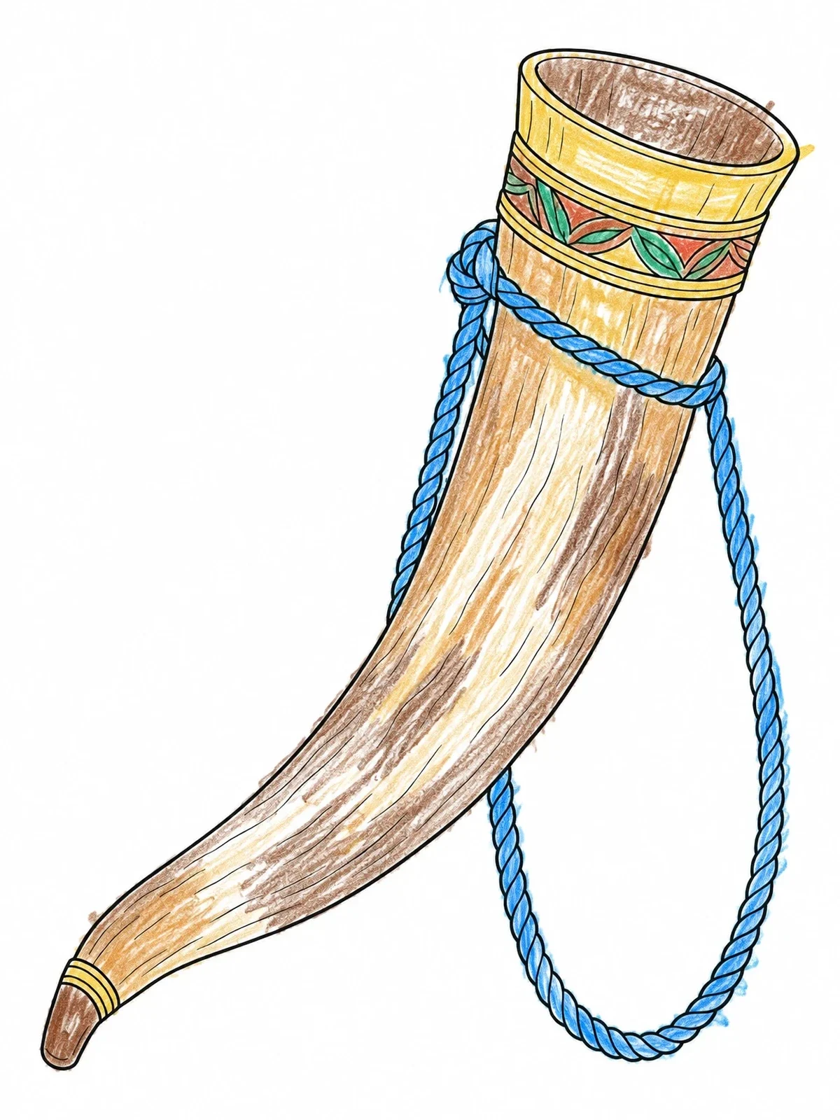 Colored example of the Biblical Anointing Horn With Rope coloring page
