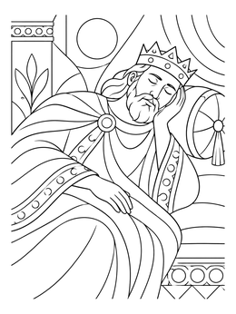 Free printable King Saul Resting On His Couch coloring page