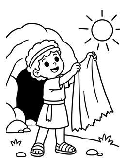 Free printable David With Cut Robe By The Cave coloring page