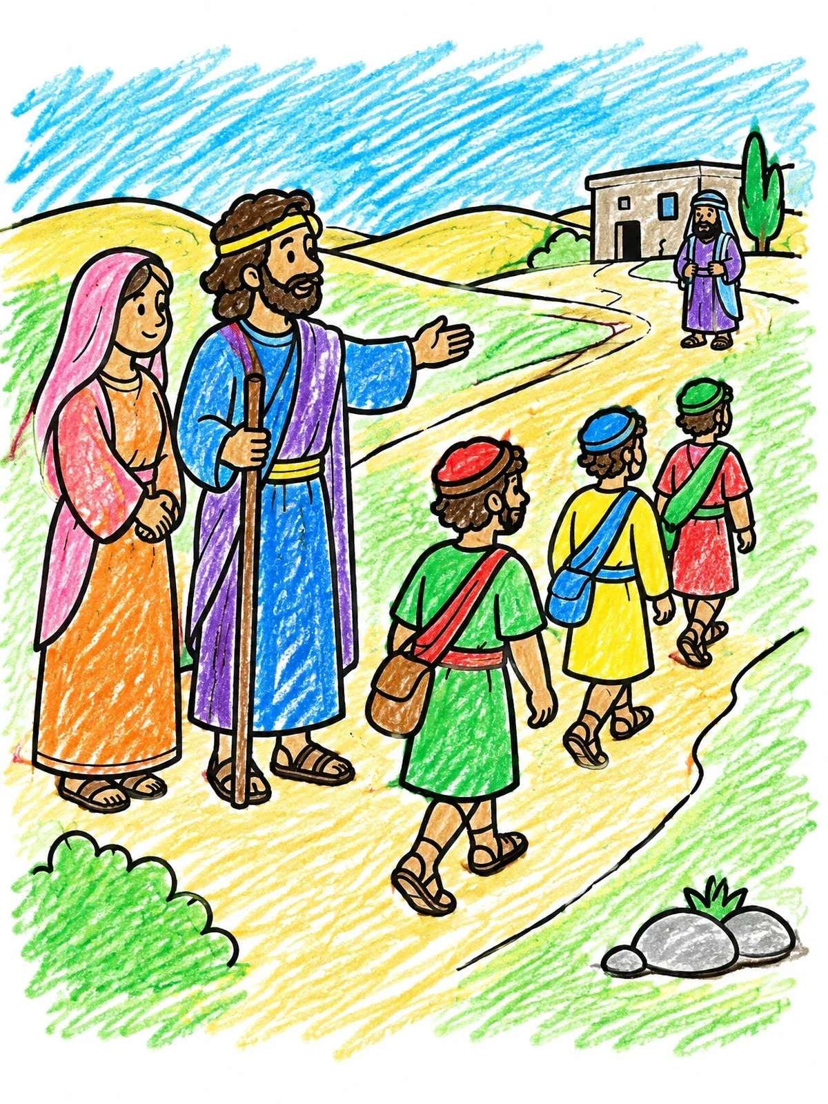Colored example of the David Sending Messengers To Nabal coloring page