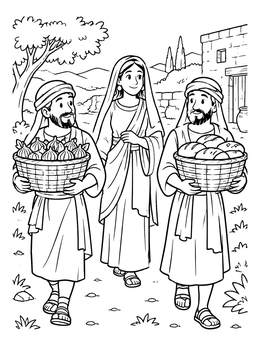 Free printable Abigail And Servants Carrying Provisions coloring page