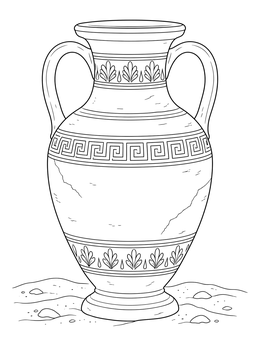 An ancient clay jar stands on sand in this david nabal and abigail coloring page.