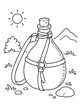 Free printable Traveler Leather Canteen In The Desert coloring page