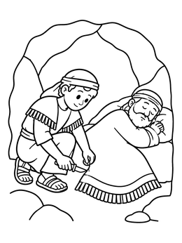 Free printable David Sparing Saul In The Cave coloring page