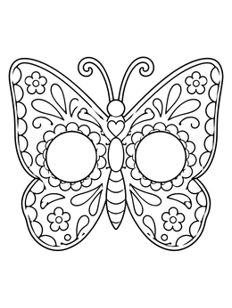 Free printable Butterfly Sugar Skull Mask coloring page