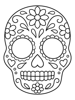 Free printable Floral Sugar Skull Mask coloring page