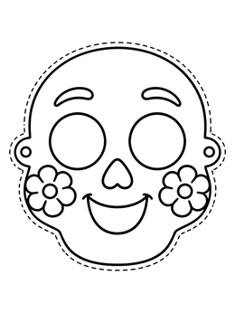 Free printable Friendly Sugar Skull Cutout Mask coloring page