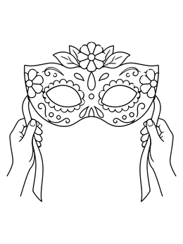 Free printable Floral Sugar Skull Eye Mask coloring page