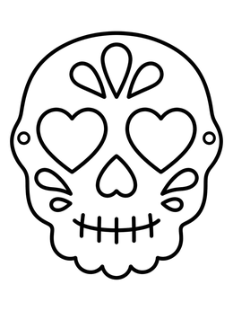 Free printable Sugar Skull Mask With Heart Eyes coloring page