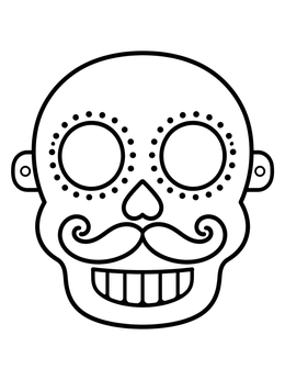 Free printable Sugar Skull Mask With Mustache coloring page