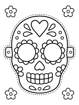 Free printable Sugar Skull Mask Template coloring page