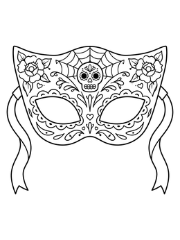 Ornate Sugar Skull Masquerade Mask coloring page