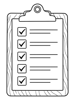 Free printable Completed Checklist On Wooden Clipboard coloring page