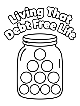 Free printable Debt Free Savings Jar Tracker coloring page