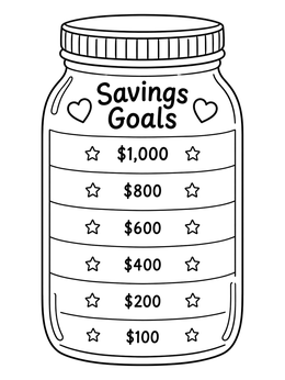 Free printable Savings Goal Mason Jar Tracker coloring page