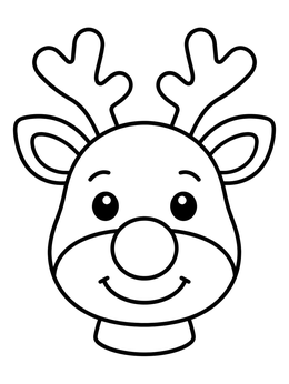 Free printable Cute Cartoon Reindeer Face coloring page