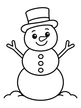 Free printable Happy Snowman With Top Hat coloring page