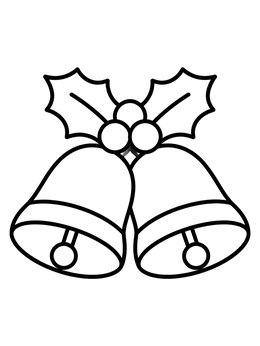 Free printable Holiday Bells With Holly Leaves coloring page