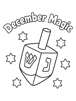 Free printable December Magic Dreidel With Stars coloring page