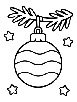 Free printable Striped Holiday Bauble On Pine Branch coloring page