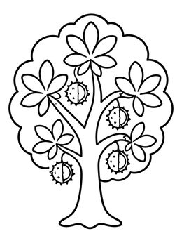 Free printable Chestnut Tree With Spiky Pods coloring page
