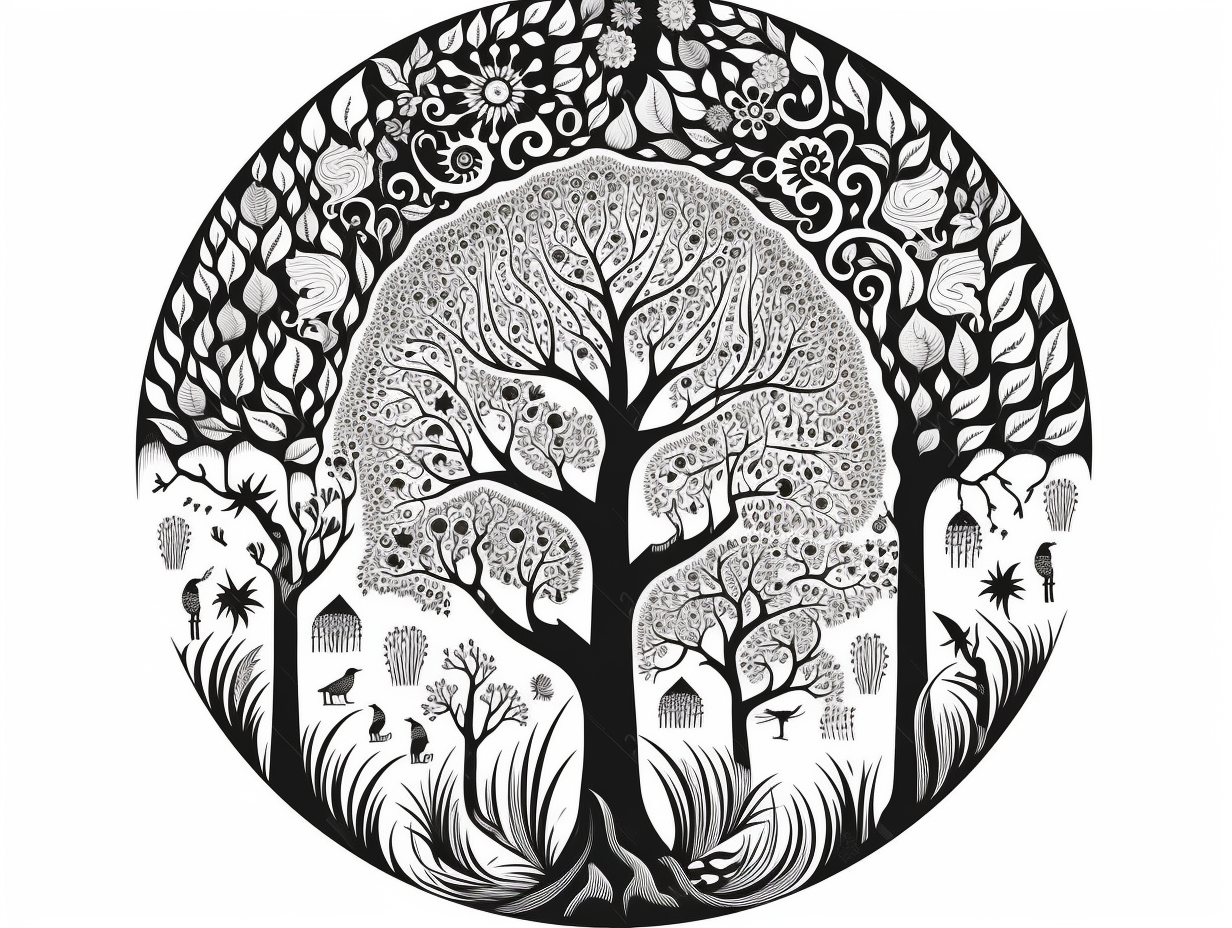 Deciduous Forest Coloring Delight - Coloring Page