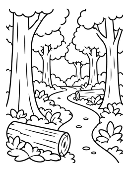 Free printable Forest Path With Fallen Logs coloring page