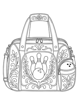 Free printable Decorated Bowling Gear Bag coloring page