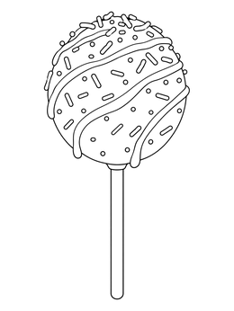 Free printable Decorated Drizzled Cake Pop With Sprinkles coloring page