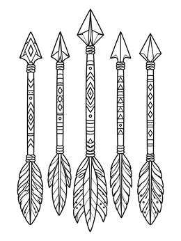 Free printable Decorative Boho Patterned Arrows coloring page