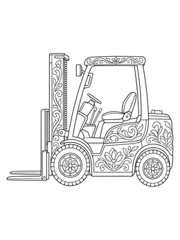 Free printable Decorative Floral Counterbalance Forklift coloring page
