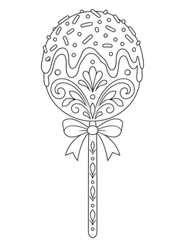Free printable Decorative Frosted Cake Pop With Bow coloring page