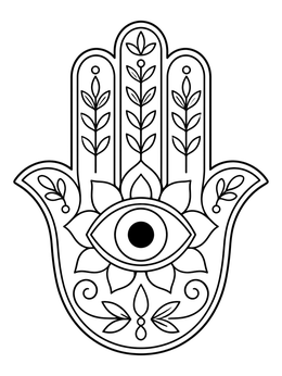 Free printable Decorative Hamsa Hand With Evil Eye coloring page