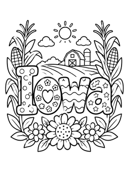 Free printable Decorative Iowa Farm Landscape coloring page