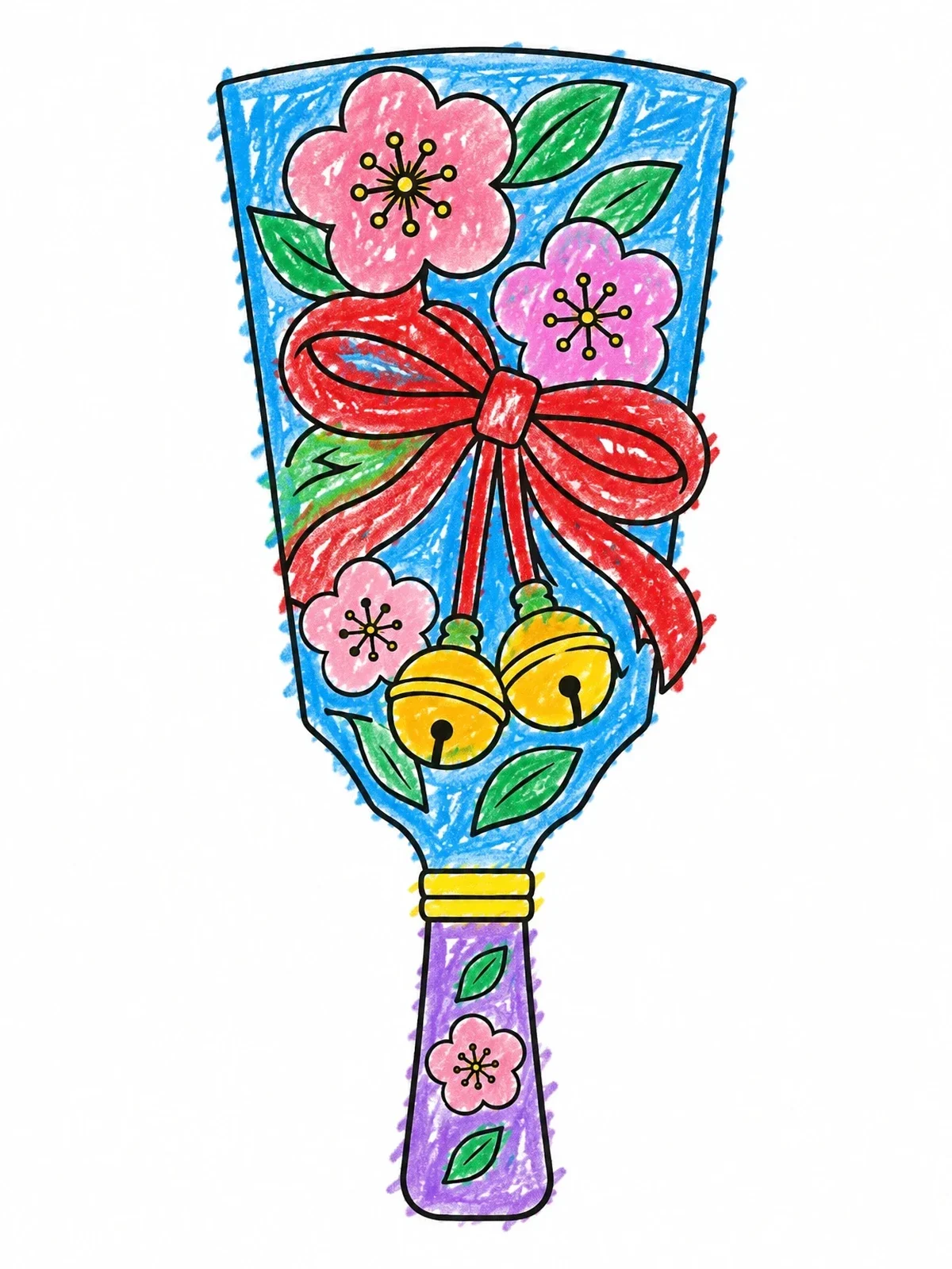 Colored example of the Decorative Japanese Hagoita Paddle coloring page