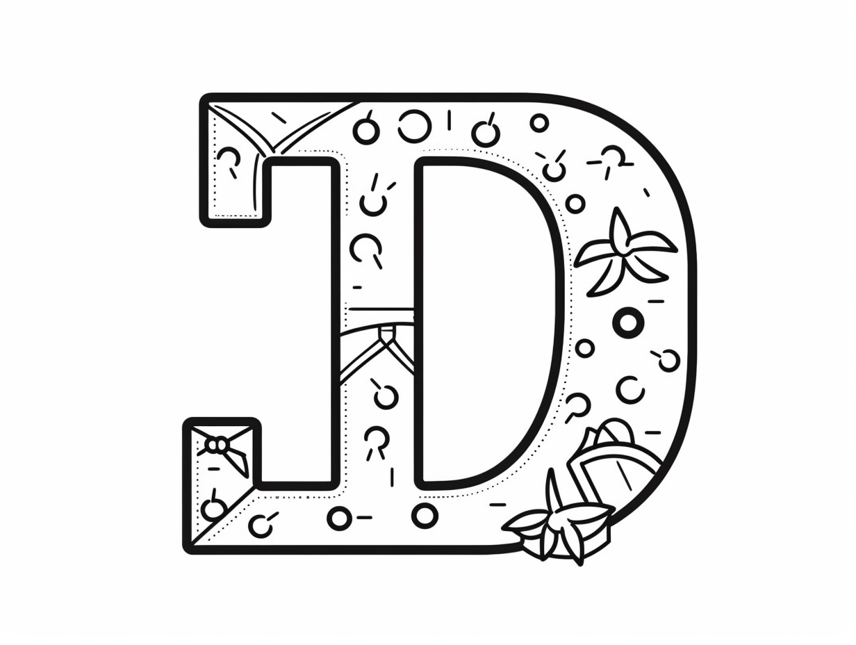 Decorative Letter D Coloring - Coloring Page