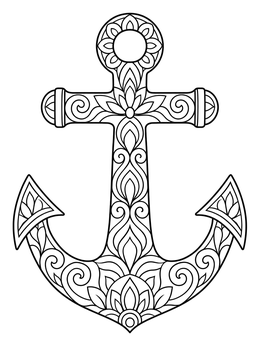 Free printable Decorative Mandala Nautical Anchor coloring page