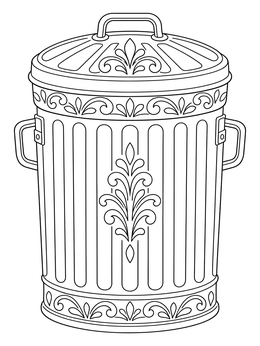 Free printable Decorative Vintage Metal Trash Can coloring page