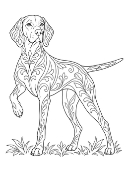 Free printable Decorative Vizsla In Pointing Stance coloring page