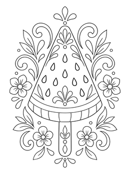 Free printable Decorative Watermelon Ice Pop Pattern coloring page