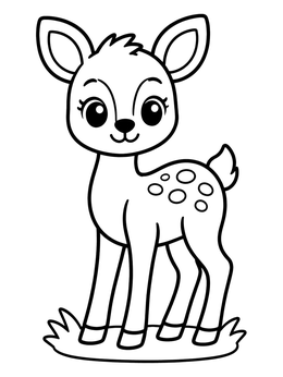 Free printable Cute Baby Fawn In Grass coloring page