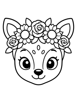 Free printable Cute Fawn With Flower Crown coloring page