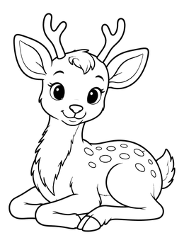 Free printable Cute Resting Fawn With Antlers coloring page