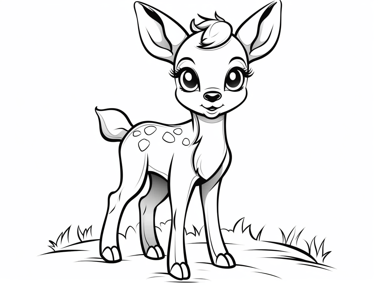 Deer Scene To Color - Coloring Page