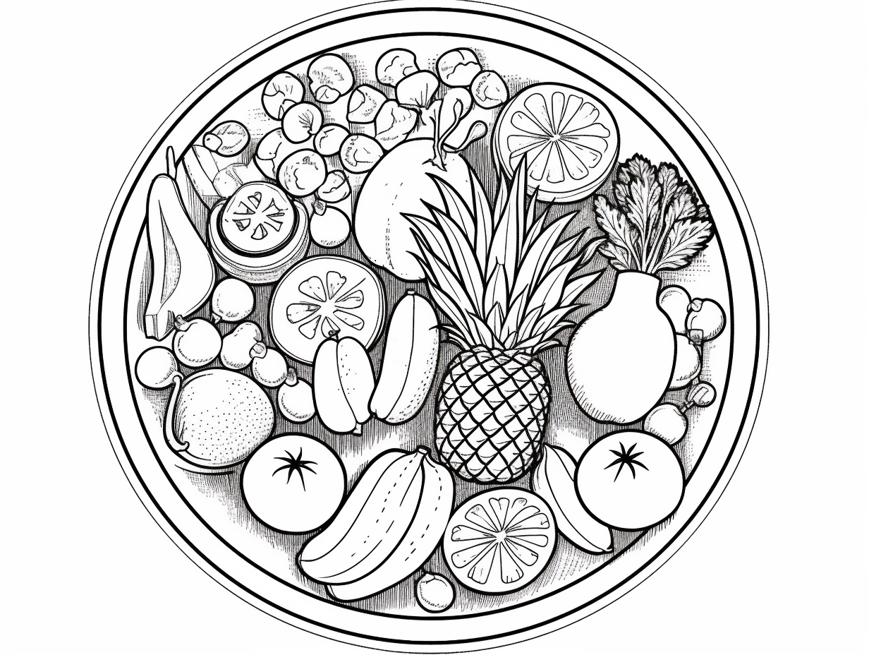 Delicious And Healthy Food Coloring - Coloring Page