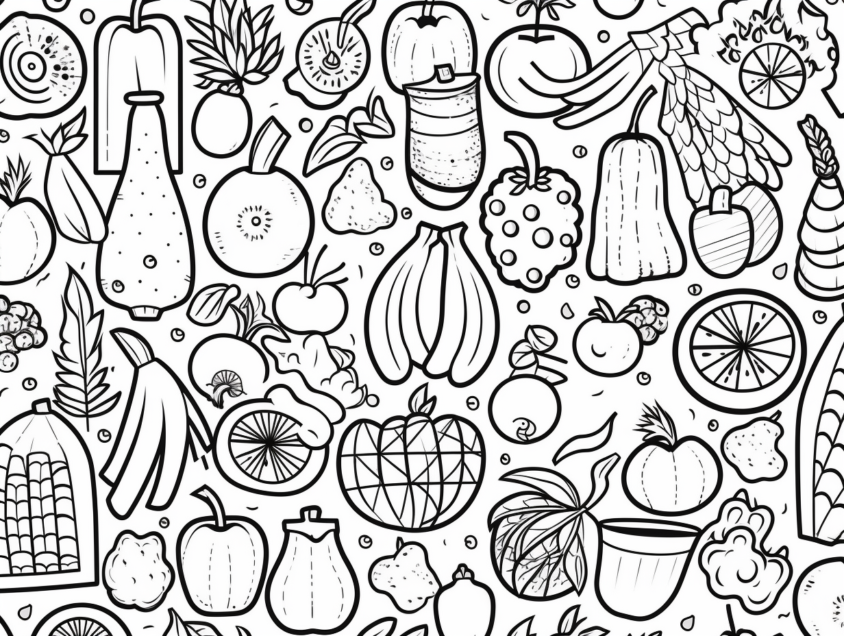 Delicious Coloring: Fruits & Vegetables - Coloring Page