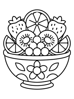 Free printable Delicious Fruit Salad In Bowl coloring page