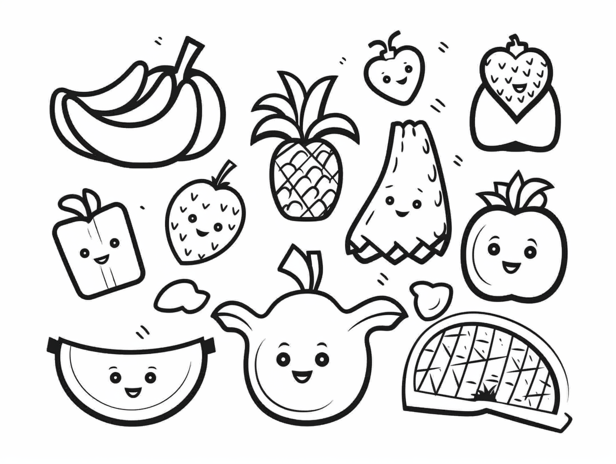 Delicious Healthy Foods Coloring - Coloring Page