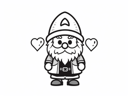 Free printable Delightful Gnome With Hearts Coloring coloring page